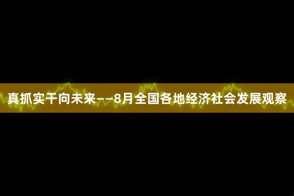 真抓实干向未来——8月全国各地经济社会发展观察
